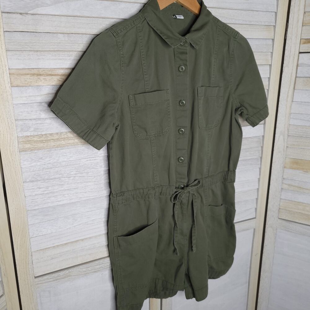 Old Navy Short Sleeve Green Cotton Romper Womens Size Small Shorts Jumpsuit S
